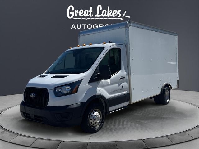 2023 Ford Transit-350 T-350 RWD DRW 138" WB 9950 GVWR in Oxford White — front three-quarter view