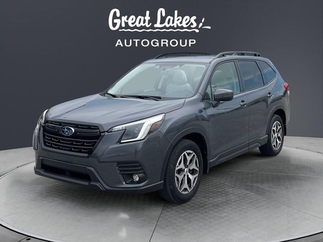 2024 Subaru Forester Premium in Gray Metallic — front three-quarter view