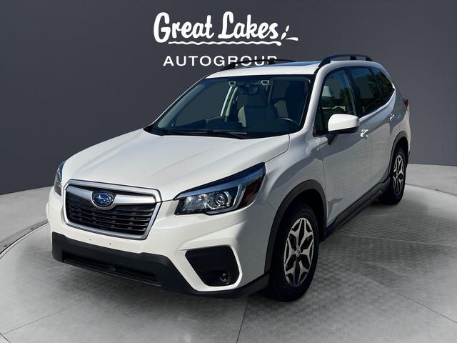 2020 Subaru Forester Premium in Crystal White Pearl — front three-quarter view